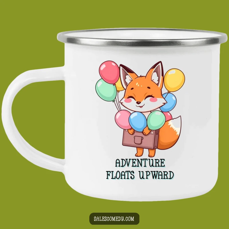 Funny Fox Balloon Briefcase Camping Mug: Cheerful Trail Companion, Unique Funny Gift
