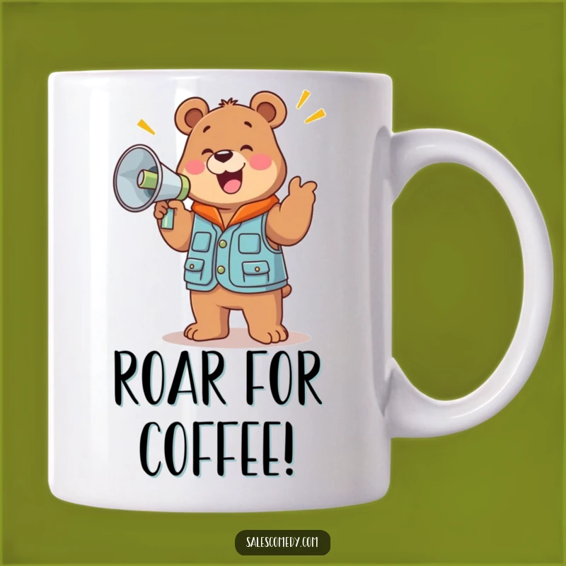 Funny Bear Sales Mug - Jolly Announcer Gift for Enthusiastic Sellers