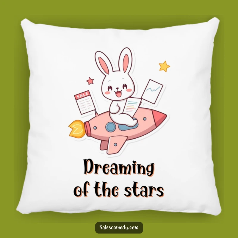 Funny Rabbit Rocket Sales Pillow: Cozy Success Symbol, Comfortable Funny Gift