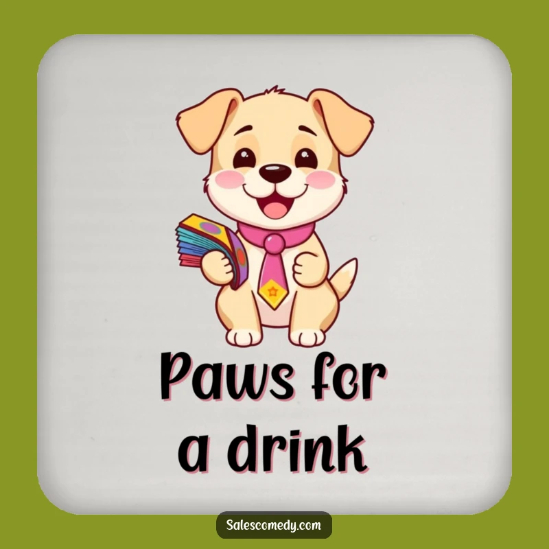 Funny Puppy Flyer Guy Coaster: Cute Dog in Tie, Protect Surfaces with Humor