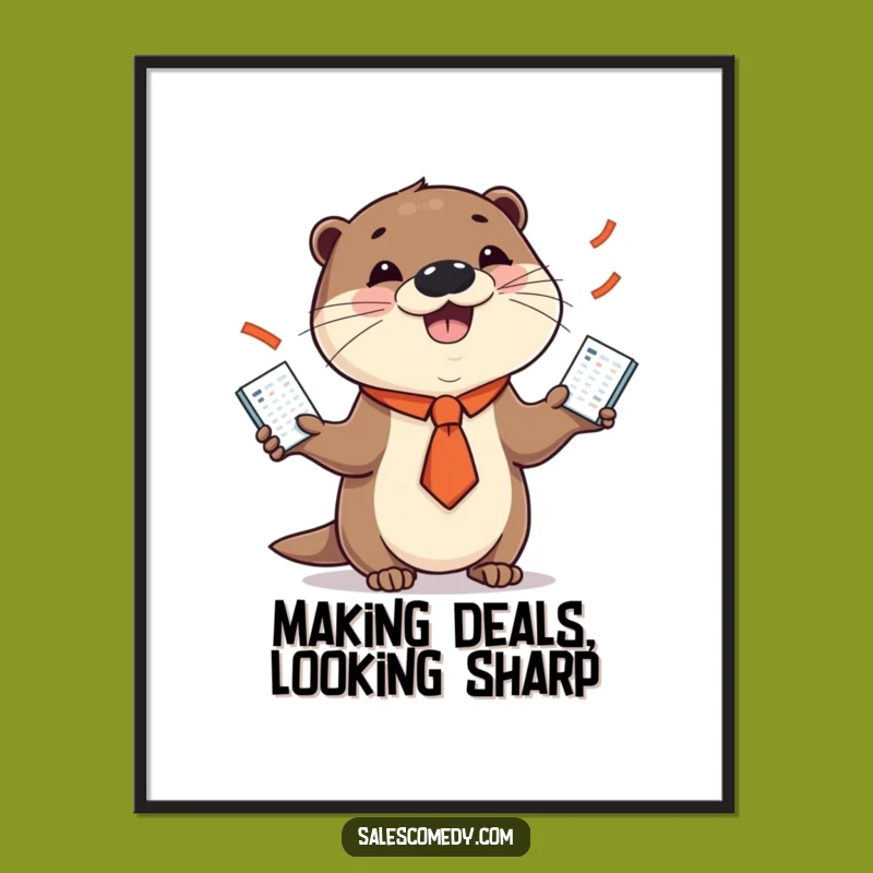 Free Printable Wall Art: Juggling Otter in Tie for a Hilarious Office Vibe!