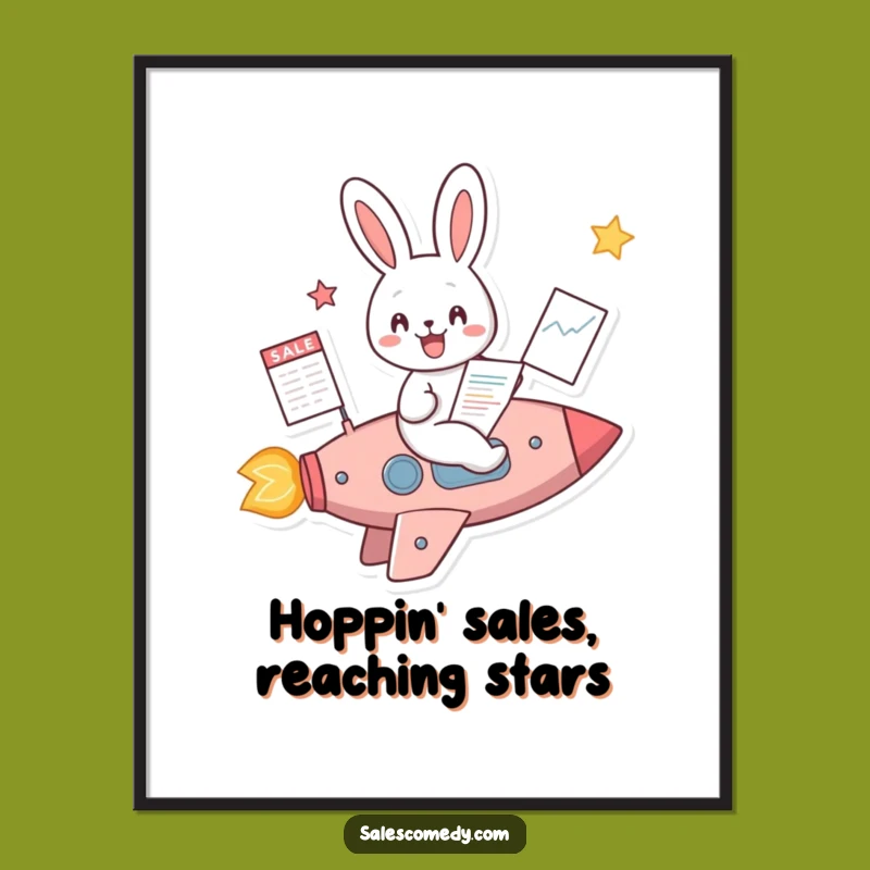 Free Printable Rabbit Rocket Art: Inspirational Sales Growth Downloadable Decor