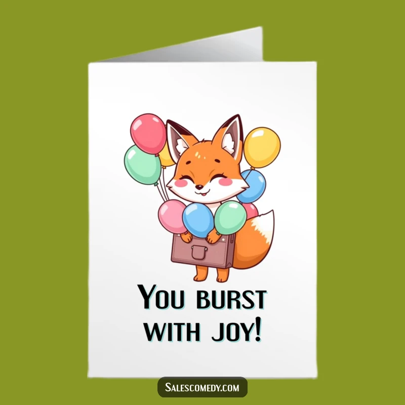 Free Printable Fox Balloons Card: Festive Success Downloadable Gift