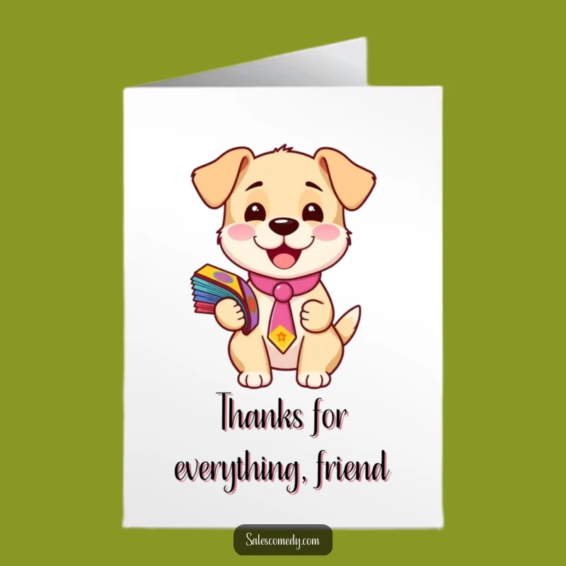 Free Printable Thank You Card: Puppy in Tie with Flyers Expressing Gratitude!