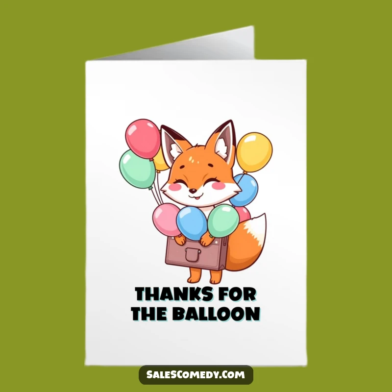 Free Printable Fox Balloons Thank You Card: Cheerful Appreciation Downloadable