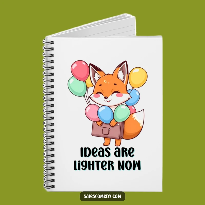 Funny Fox Balloon Briefcase Notebook: Jot Down Joyful Ideas, Perfect Funny Gift